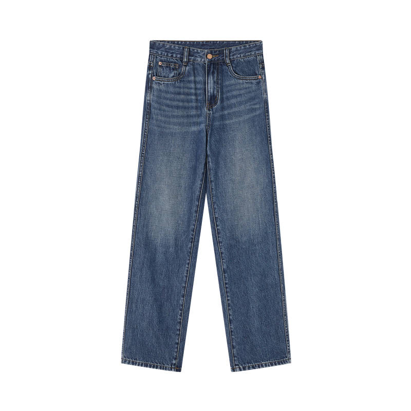 XIANGYING Jeans Women's Blue Moderate Cuffed Pants
