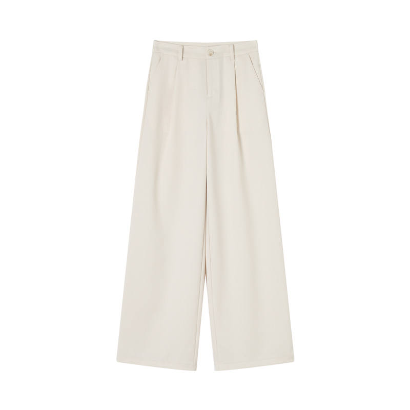 XIANGYING Casual Pants Women's Ecru Moderate Straight Fit Pants