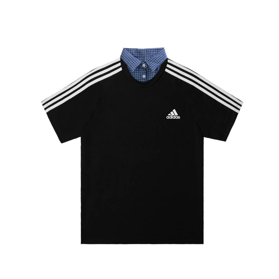 Adidas Adidas Football T Shirts Men's Black Polo Collar Moderate