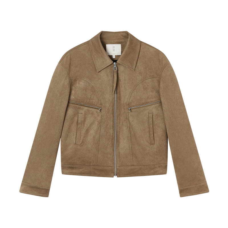 XIANGYING Cropped Coats Women's Dark Brown Lapel Moderate