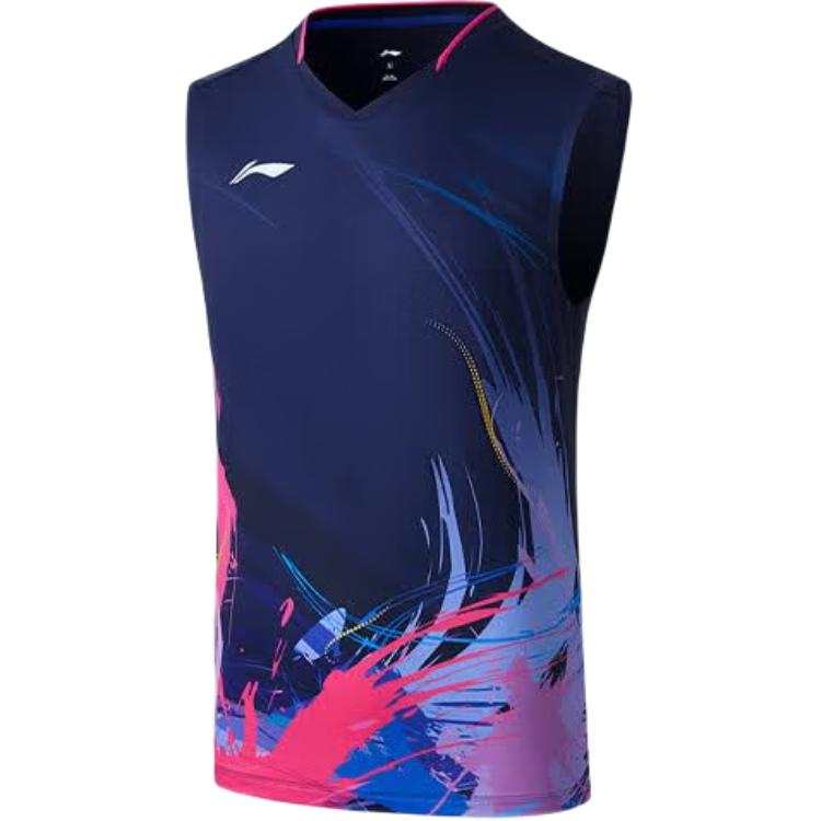 Li-Ning Li Ning Tank Tops Unisex Sailor Blue V Neck Moderate Straight Fit