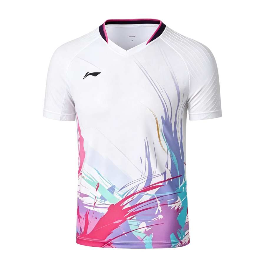 Li-Ning Li Ning Badminton Jerseys Women's White V Neck Moderate