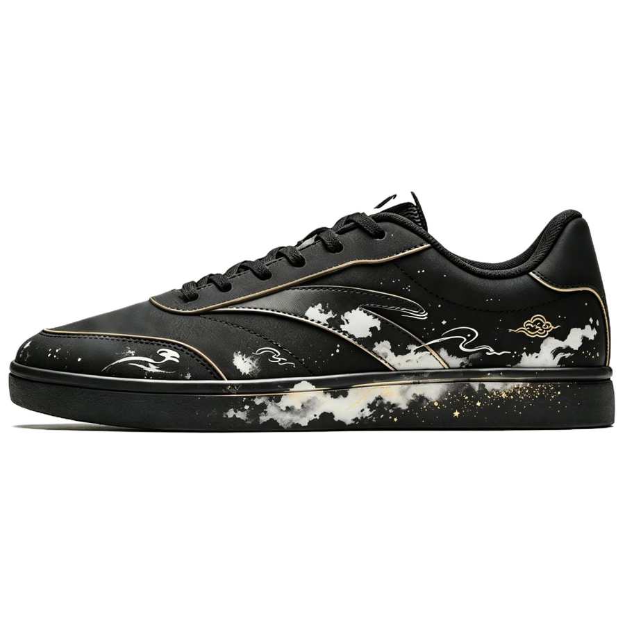 ANTA Active Skateboard Shoes Unisex Low Top Black/White/Gold