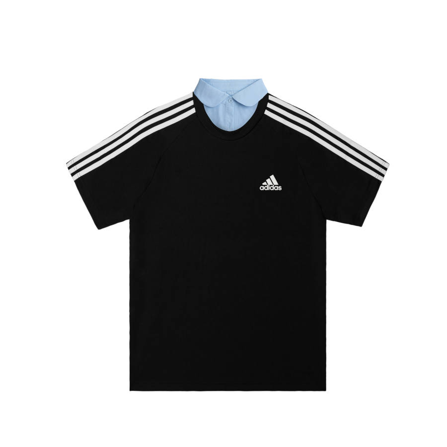 Adidas Adidas Football T Shirts Men's Black Lapel Moderate