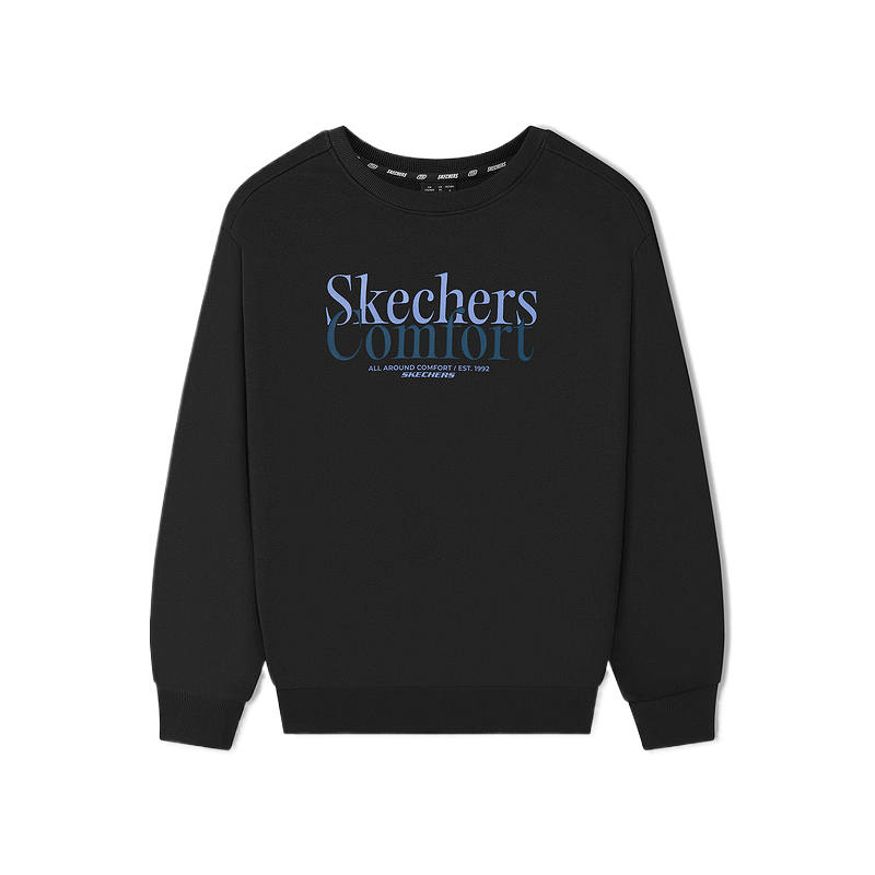 Skechers Sweatshirts Unisex Carbon Black 0018 Crew Neck Moderate Straight Fit