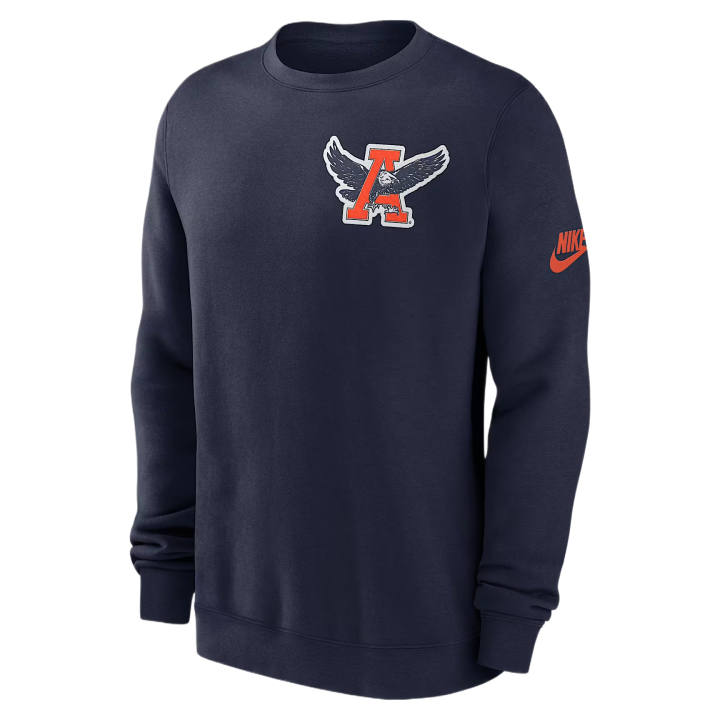Nike Nike College Sweatshirts Men's Marine Blue Crew Neck Moderate