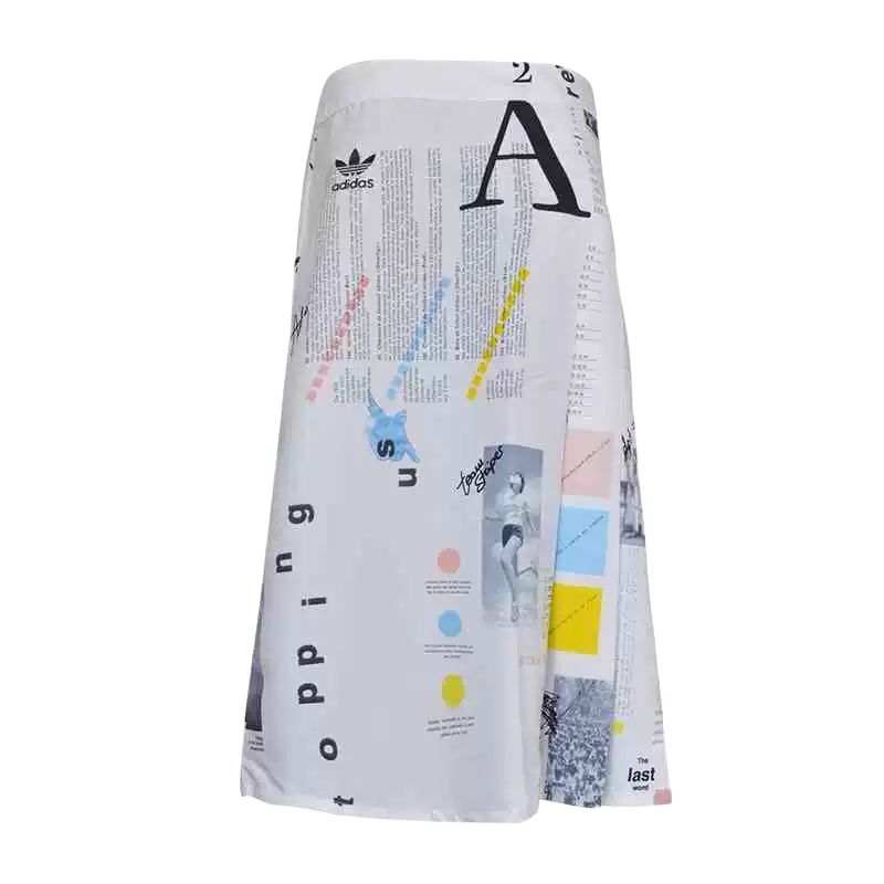 Adidas Originals Casual Long Skirts Women's White All Over Print Moderate