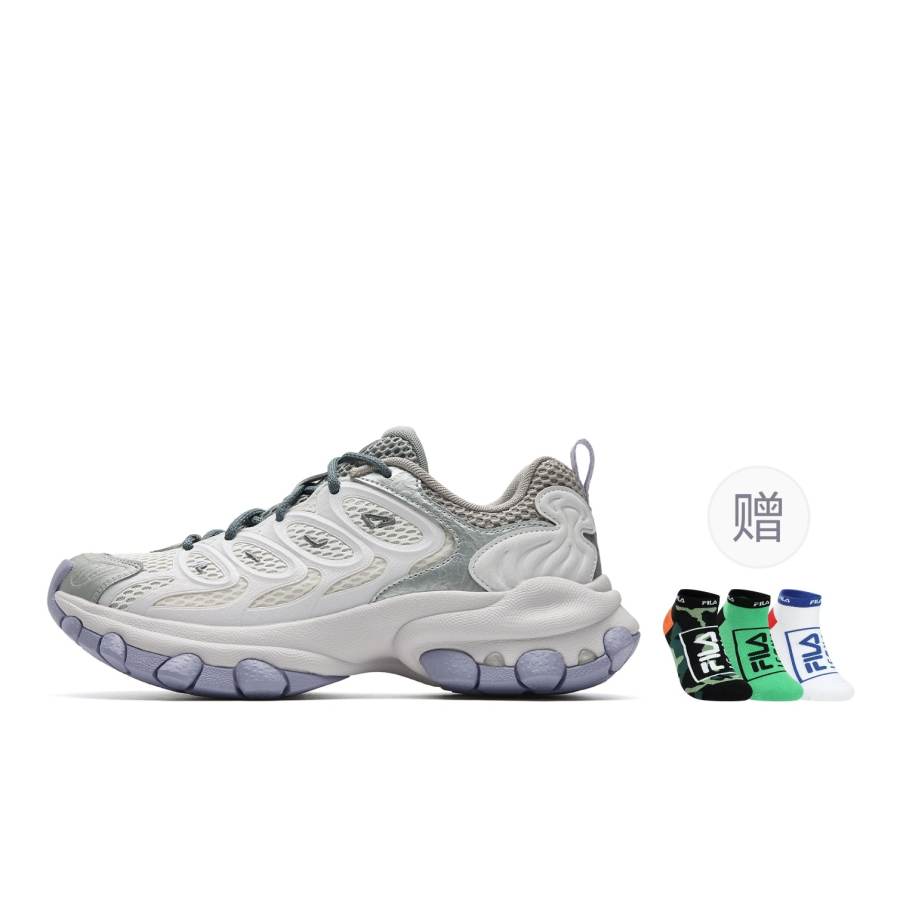 FILA TRUFFLE 2.0 Chunky Sneakers Women's Low Top White Sand Gray/Romantic Purple