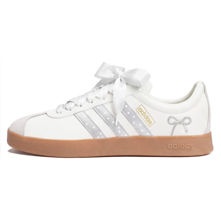 Adidas Adidas VL COURT 2.0 Skateboard Shoes Unisex Low Top Beige/Silver