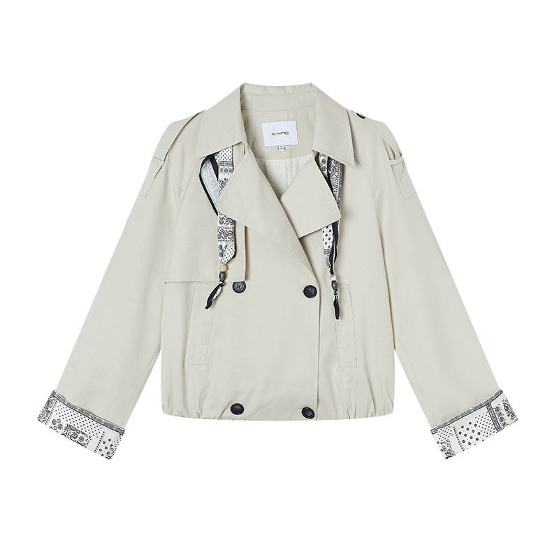 XIANGYING Trench Coats Women's Light Green Lapel Moderate