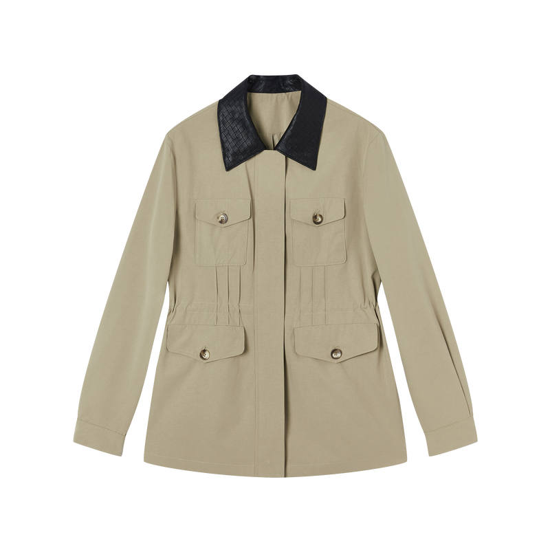 XIANGYING Trench Coats Women's Khaki Lapel Moderate