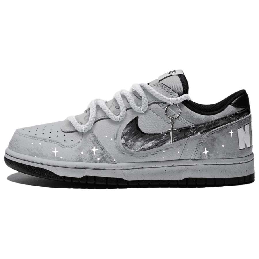 Nike Nike Big Skateboard Shoes Men's Low Top Gray White Black Starry Sky Distressed Colorway