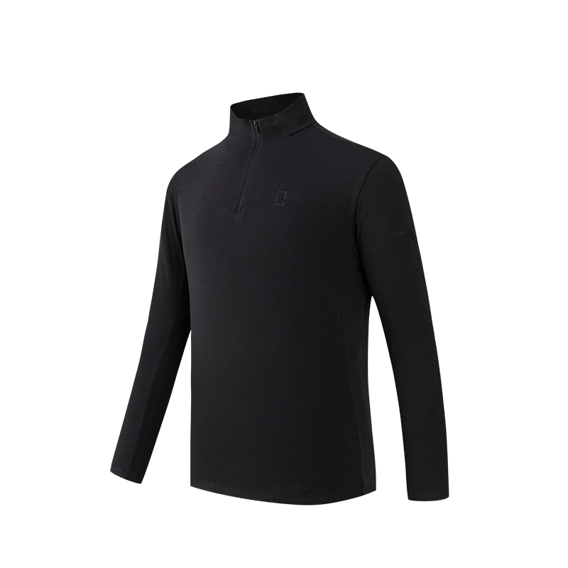 ANTA T Shirts Men's Black Stand Collar Moderate Straight Fit