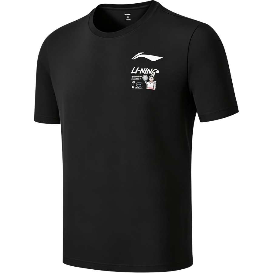 Li-Ning Li Ning Quick Dry T Shirts Women's Black Crew Neck Moderate Straight Fit