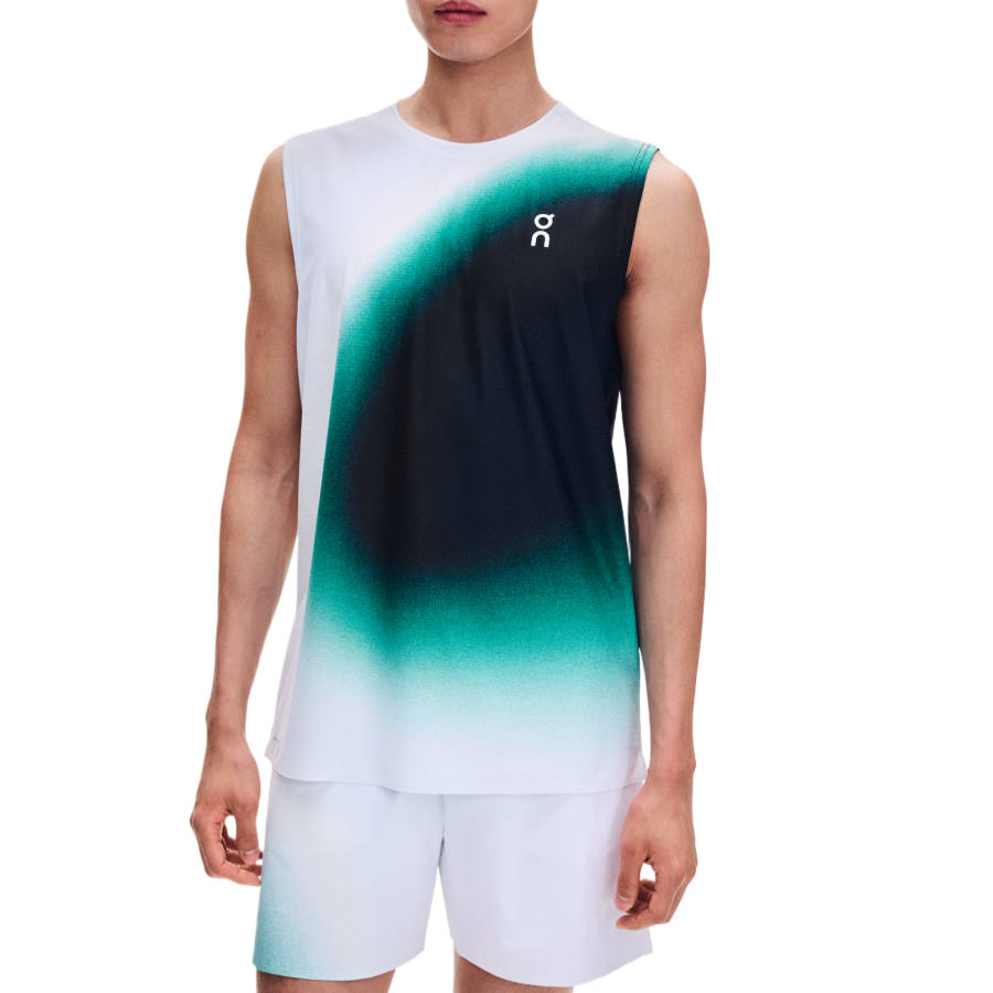On Court Tennis Tops Men's White/Melia Azedarach Crew Neck Moderate