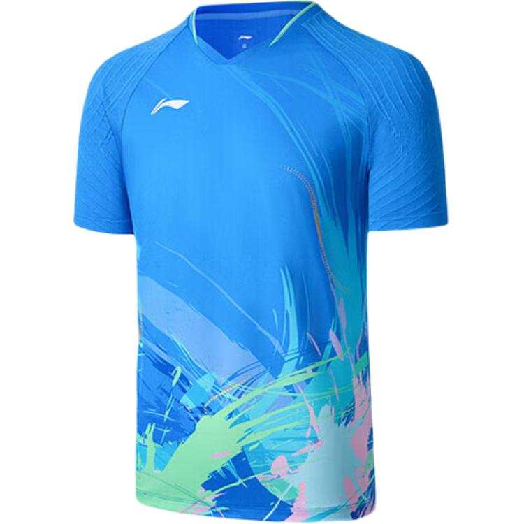 Li-Ning Li Ning Badminton Jerseys Unisex Cobalt Crystal Blue V Neck Moderate