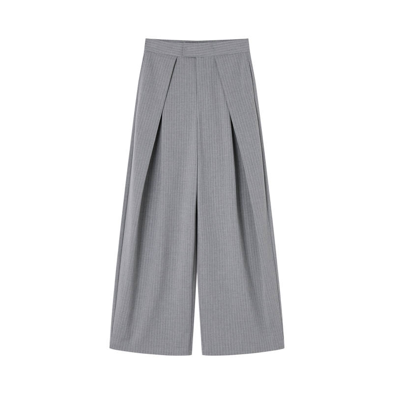 XIANGYING Casual Pants Women's Light Gray Moderate Wide Leg Pants