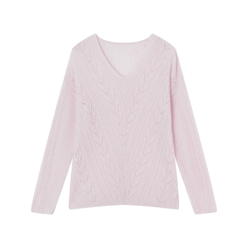 XIANGYING Knitwear Women's Lilac V Neck Moderate