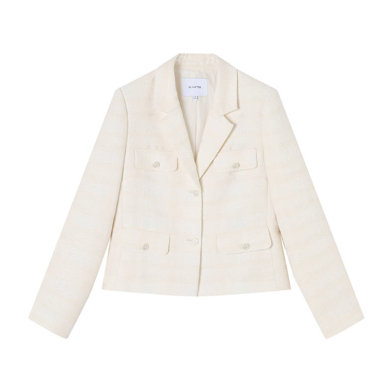 XIANGYING Business Suits Women's Ecru Lapel Moderate