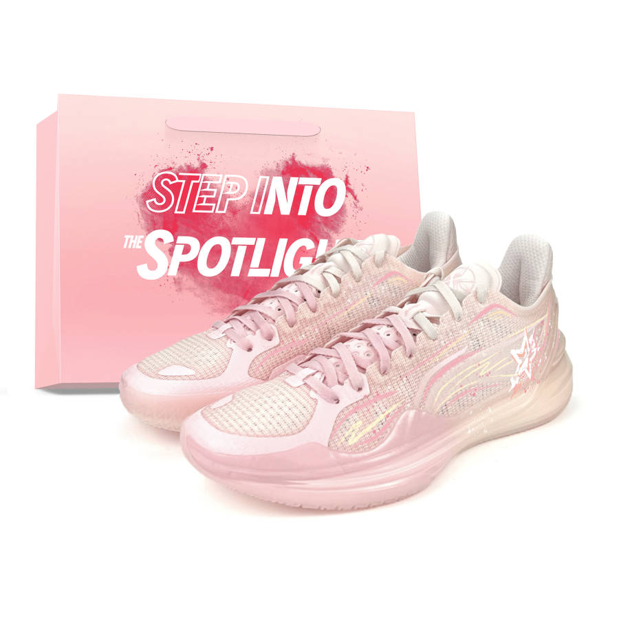 Li-Ning Li Ning Liren 4 V2 Basketball Shoes Unisex Low Top Pink White Gradient Ink Splatter Colorway