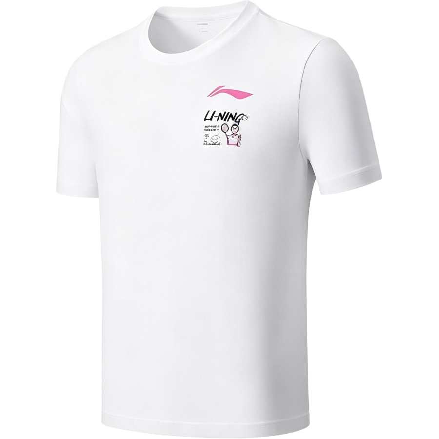 Li-Ning Li Ning Quick Dry T Shirts Women's White Crew Neck Moderate Straight Fit