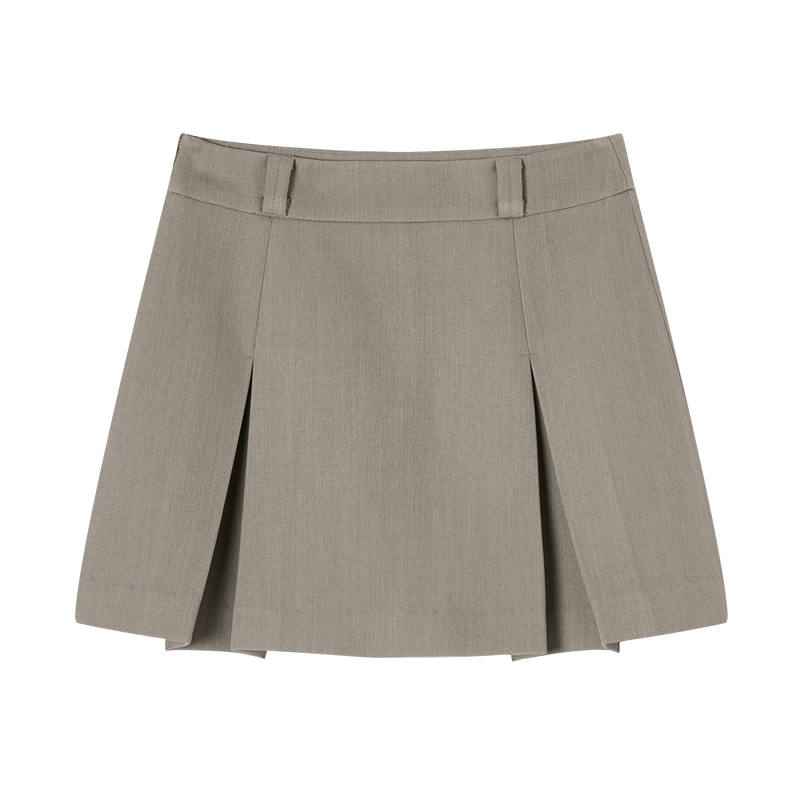 XIANGYING Casual Short Skirts Women's Khaki Green Moderate Short Skirt A Line Skirt