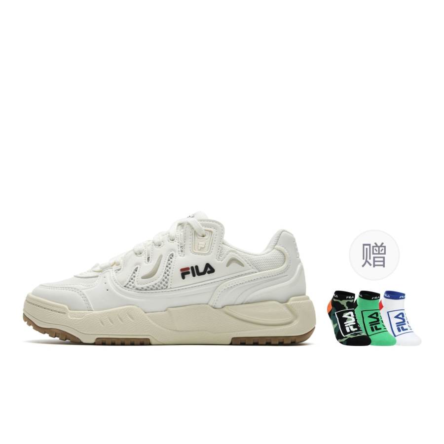FILA COMP Skateboard Shoes Women's Low Top White Marshmallow/Bright Gray
