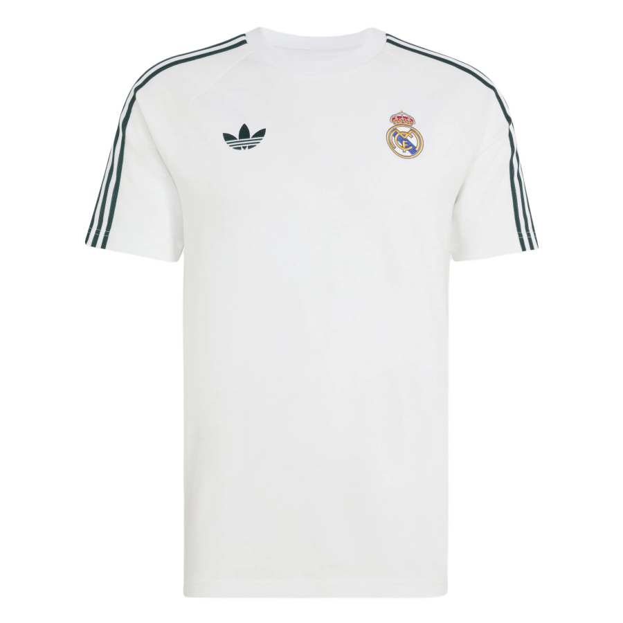 Adidas Originals Real Madrid T Shirts Men's White Crew Neck Moderate
