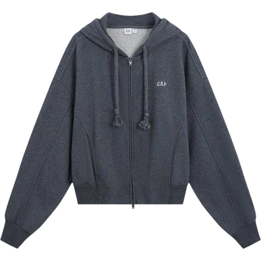 GAP Sweatshirts Women's Dark Gray Hooded Moderate Cardigan