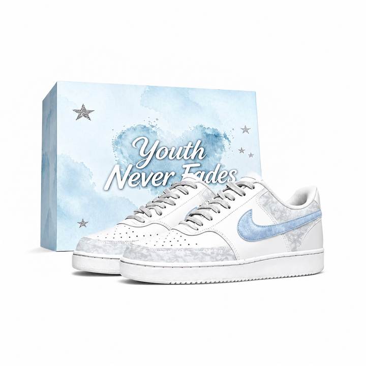 Nike Nike Court Vision Skateboard Shoes Unisex Low Top White/Gray/Blue