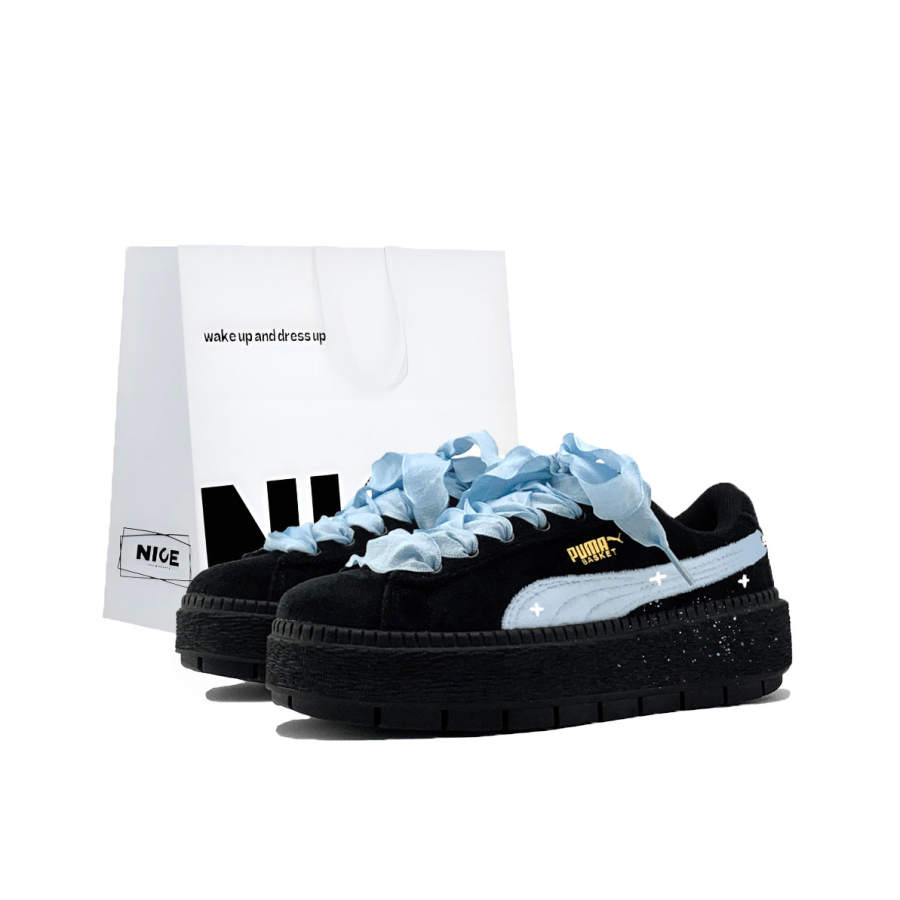 PUMA Platform Trace Skateboard Shoes Women's Low Top Black/Blue
