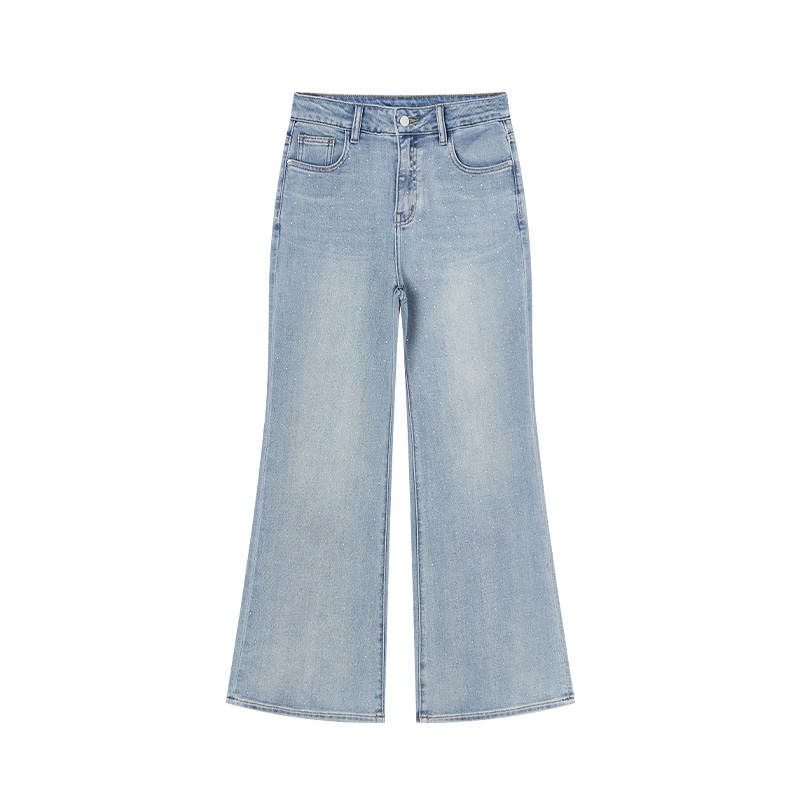XIANGYING Jeans Women's Denim Blue Moderate Flared Pants
