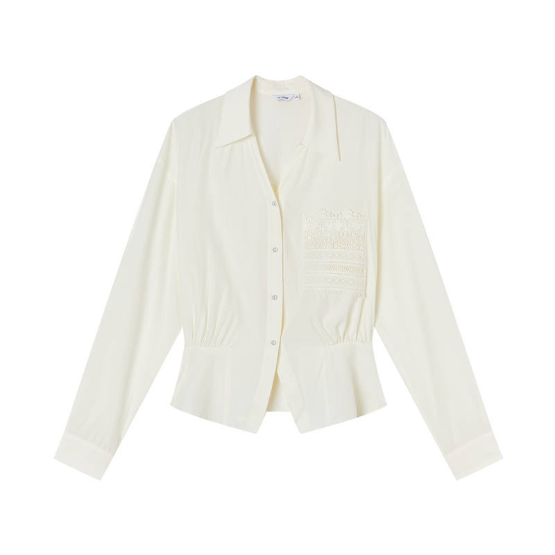 XIANGYING Shirts Women's Beige Yellow Lapel Moderate