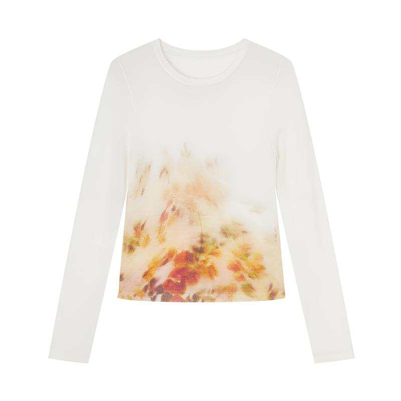 XIANGYING Knitwear Women's Ecru Crew Neck Moderate