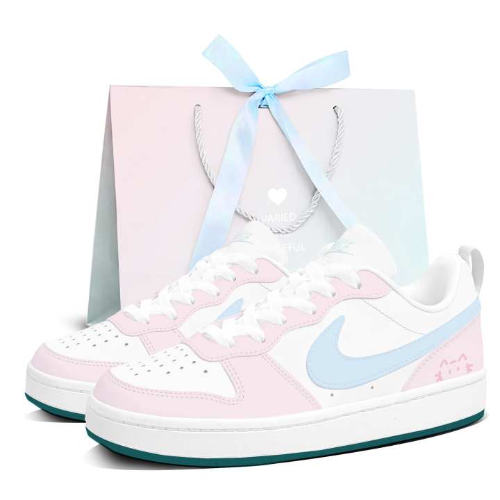 Nike Nike Court Borough Skateboard Shoes Women's Low Top Pink Blue