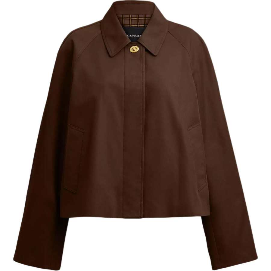 COACH Jackets Women's Brown Lapel Moderate Straight Fit