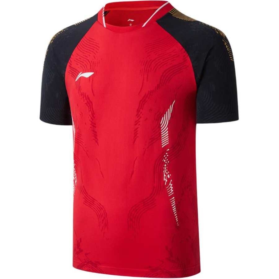 Li-Ning Li Ning Badminton Jerseys Unisex Vermilion/White/Black Crew Neck Moderate