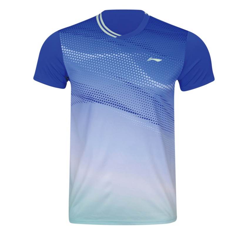 Li-Ning Li Ning Table Tennis Collection Table Tennis Clothing Men's Starburst Blue V Neck Moderate