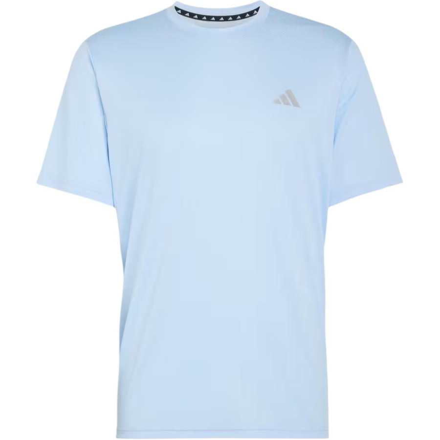 Adidas Adidas ESSENTIALS Fitness Clothing Men's Fluorescent Blue/Reflective Silver Crew Neck Moderate