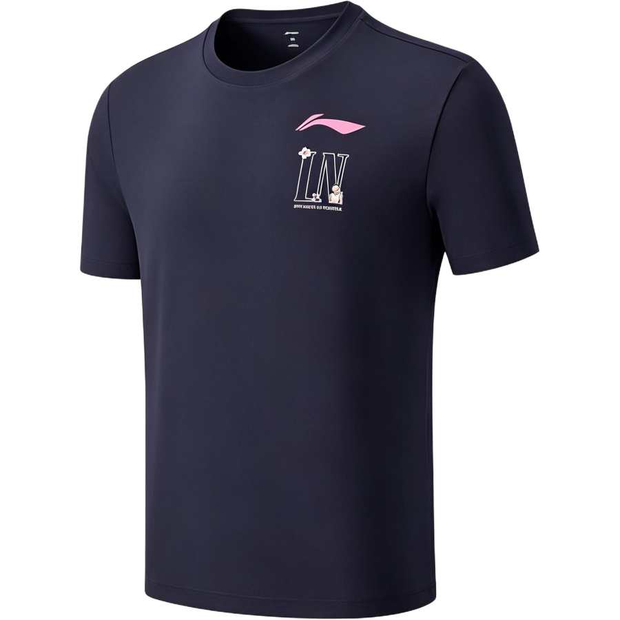 Li-Ning Li Ning Quick Dry T Shirts Women's Sailor Blue Crew Neck Moderate Straight Fit