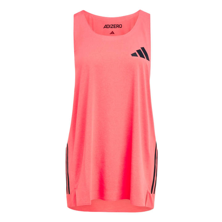 Adidas Adidas Adizero Pro Running Tank Tops Men's Half Swirl Neon Red Crew Neck Moderate