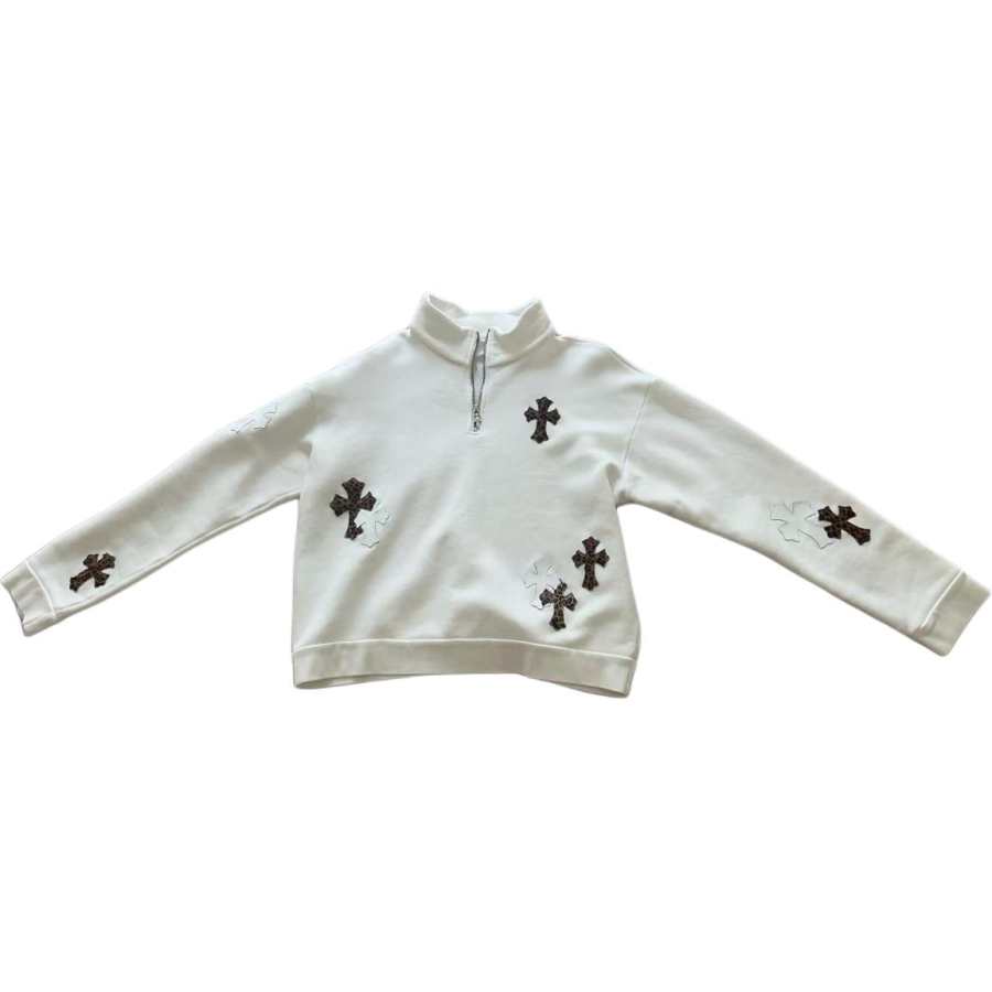 Chrome Hearts Sweatshirts Unisex White Stand Collar Moderate