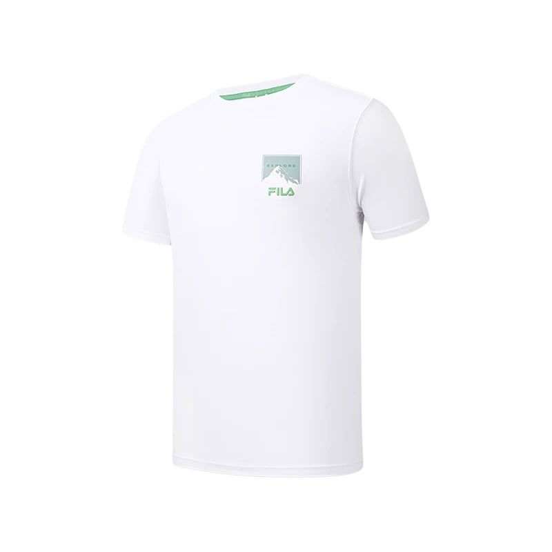 FILA EXPLORE T Shirts Men's Obsidian White WT Crew Neck