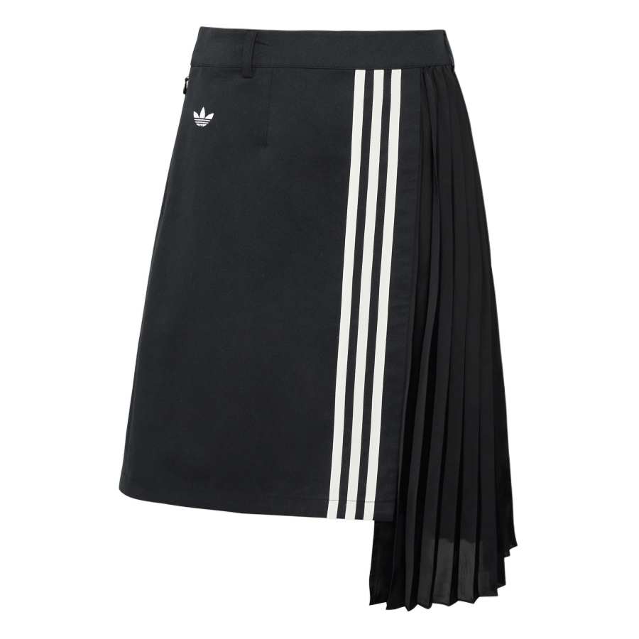Adidas Originals Casual Long Skirts Women's Black Moderate Pleated Skirt