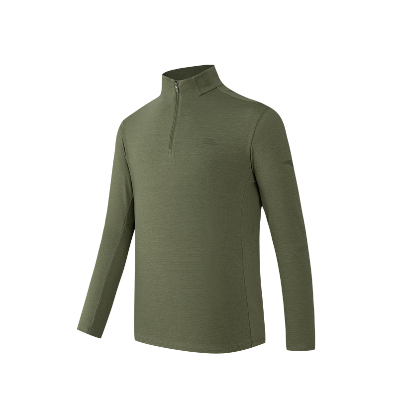 ANTA T Shirts Men's Forest Green Stand Collar Moderate Straight Fit