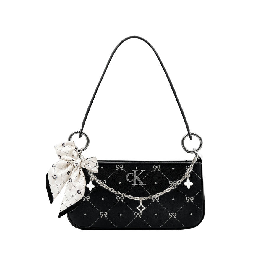 CALVIN KLEIN Synthetic Material Silent Mist City Shoulder Bag Unisex Black White Gray