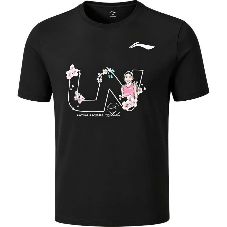 Li-Ning Li Ning Quick Dry T Shirts Women's Black Crew Neck Moderate Straight Fit