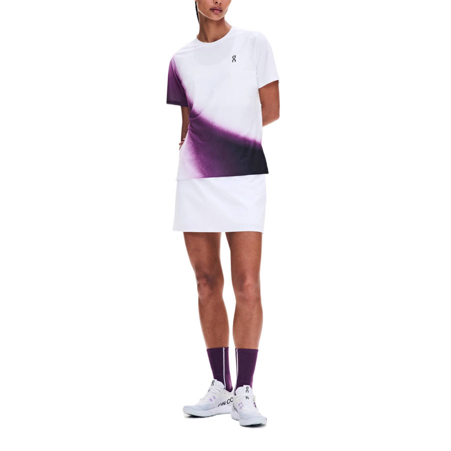 On Court Tennis Tops Women's White/Blackcurrant Crew Neck