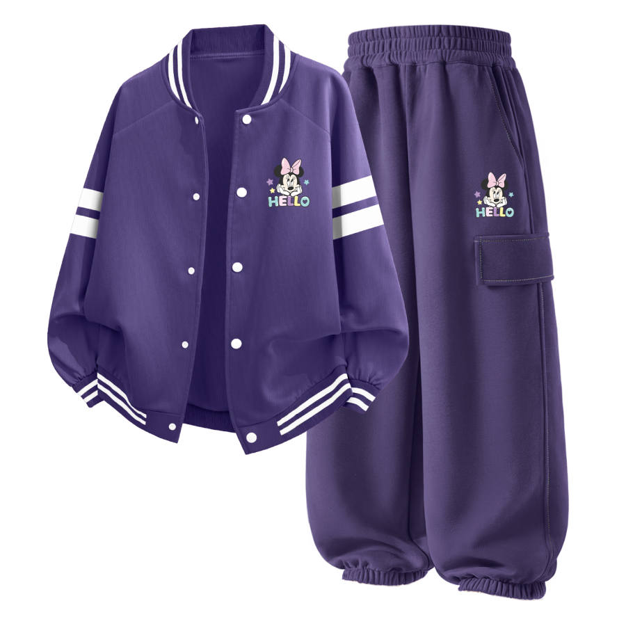 Disney Kids Casual Sportswear Baseball Collar Moderate Stretch Breathable