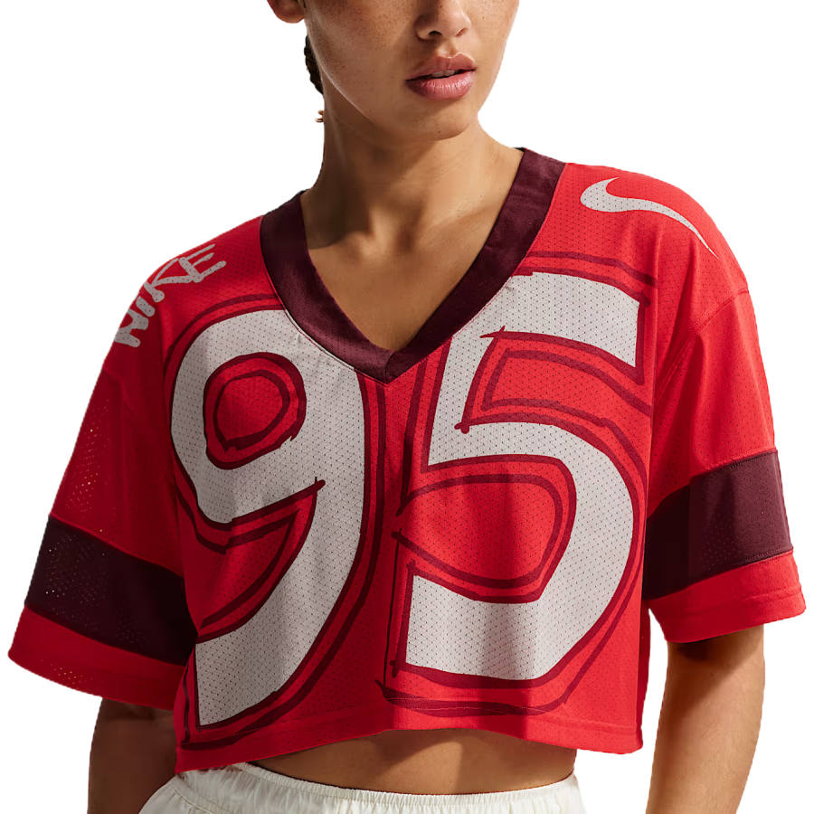 Nike Nike Sportswear T Shirts Women's University Red/Team Red/Chalk White V Neck Moderate